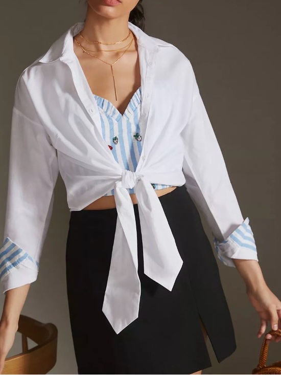 Anthropologie Tops - Maeve by Anthropology Tie-Front Button Down Shirt
